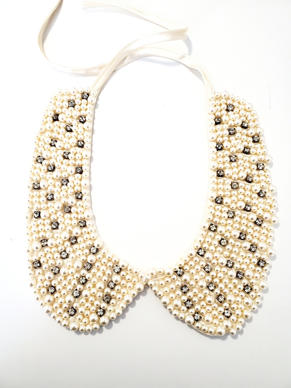 Pearl Beaded Detachable Collar Necklace - Ivory